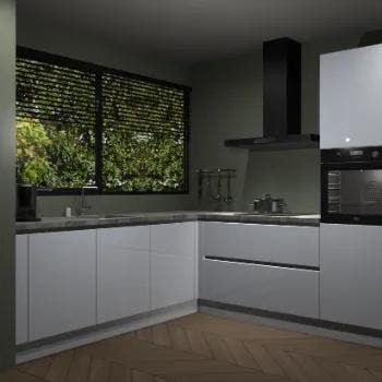 Witte hoogglans greeploze keuken IJsland 30743, Huis en Inrichting, Keuken | Complete keukens, Verzenden, Nieuw
