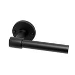 Deurklink Fermo mat zwart met ronde rozetten - voor binne..., Ophalen of Verzenden, Nieuw, Koper of Messing, Klink of Kruk