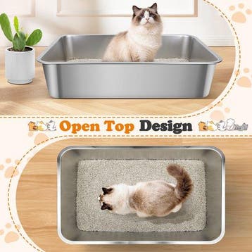 Kattenbak - Kattentoilet - RVS - 70x50x15 cm - Nobleza, Verzenden, Zo goed als nieuw
