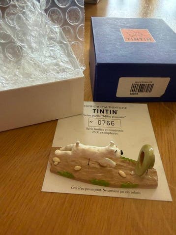 Tintin - Beeldje - Moulinsart 46939 - Milou poursuite - Lood, Nieuw