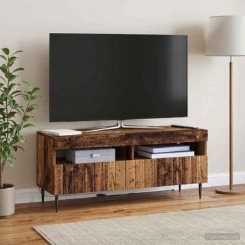 vidaXL LED tv-meubel ZWOLLE 100 x 35 x 43 cm Oud hout, Minder dan 50 cm, Verzenden, Nieuw, Minder dan 100 cm