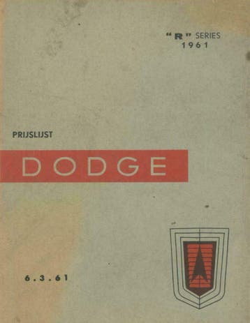 1961 Dodge "R" Series Pioneer 6 / Polara 8 Prijslijst, Verzenden, Gelezen, Overige merken