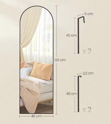 Grote Spiegel voor Wand of Deur met Aluminium Frame (57), Verzenden, Nieuw