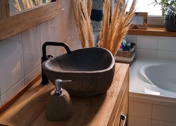 2e Waskom natuursteen 50% korting! wasbak, waskom, wastafel, Minder dan 50 cm, Nieuw, Ophalen of Verzenden, Minder dan 100 cm