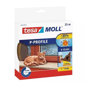 Tochtstrip | Tesa | 25 meter (P-profiel, Zelfklevend, Bruin), Verzenden, Nieuw