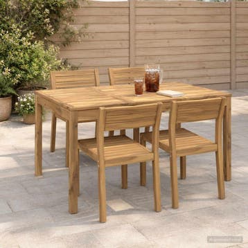 vidaXL Tuindiner tafel LAREN Witgewassen 147 x 88,5 x 75 cm, Tuin en Terras, Verzenden, Nieuw
