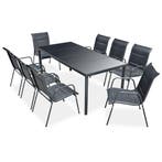 vidaXL 9-delige Tuinset staal zwart, Tuin en Terras, Tuinsets en Loungesets, Verzenden, Nieuw, 8 zitplaatsen, Rvs