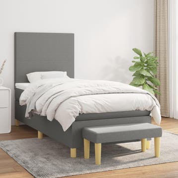 vidaXL Boxspring met matras stof donkergrijs 100x200 cm, 100 cm, Eenpersoons, Verzenden, Nieuw