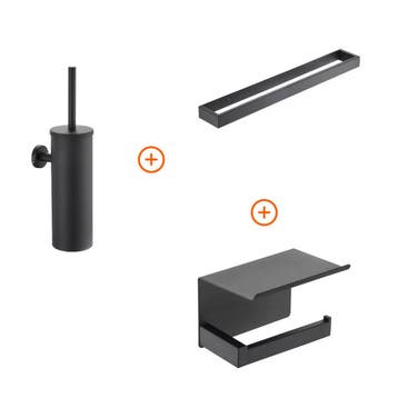 Toilet accessoires set Mat zwart design met beugel, Verzenden, Nieuw