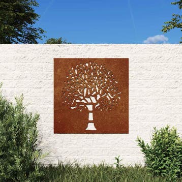 vidaXL Wanddecoratie tuin boomontwerp 55x55 cm cortenstaal, Verzenden, Nieuw