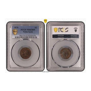 Nederland. Willem III. 1 Cent 1878 in PGCS slab MS63 BN