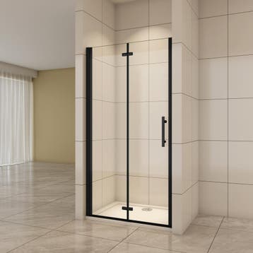 Aica douchedeur 110x195cm 6mm antikalk glas mat zwart57, Nieuw, Glas, Douche