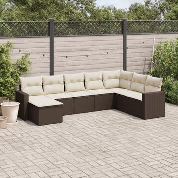 vidaXL 8-delige Loungeset met kussens poly rattan bruin, Verzenden, Nieuw, Loungeset