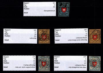 Zwitserland 1850/1854 - CH - Rayon - kleine samenstelling, Gestempeld