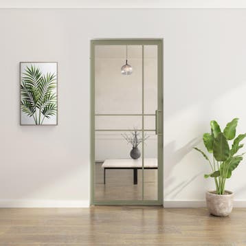 OUTLET: Stalen Taatsdeur Olijfgroen 6 Vlaks Moderne look Lux, Doe-het-zelf en Verbouw, Deuren en Horren, 80 tot 100 cm, Overige typen