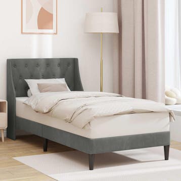 vidaXL Bedframe met hoofdeinde Donkergrijs 80 x 200 cm, Eenpersoons, Verzenden, Nieuw, Stof