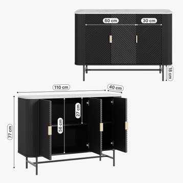 Dressoir Olvehok 110x40x77 cm marmerlook wit en zwart [en.ca, Verzenden, Nieuw