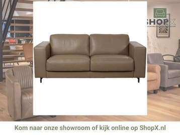 Leren bank Clear - 2,5 zits - Granada Taupe (taupe/bruin) -, Huis en Inrichting, Banken | Bankstellen, Bohemian, Eigentijds, Modern, Retro, Vintage