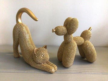 after Jeff Koons - sculptuur, Balloon dog en gestrekte kat -, Antiek en Kunst
