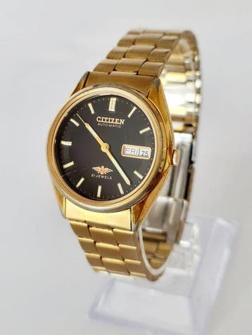 Citizen - Vintage Citizen Eagle 7 Automatic Black & Gold 21, Sieraden, Tassen en Uiterlijk, Horloges | Heren, Nieuw
