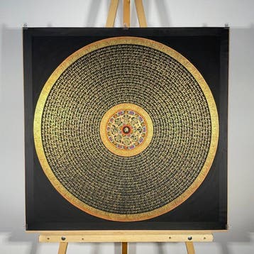 79 cm - Large Painting of Tibetan Tradition - Mandala Mantra