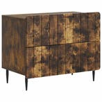 vidaXL Nachtkastje Gerookt eiken 62 x 34,5 x 49,5 cm Bewerkt, Minder dan 45 cm, Verzenden, Nieuw, Minder dan 55 cm