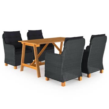 vidaXL 5-delige Tuinset donkergrijs, Tuin en Terras, Tuinsets en Loungesets, Verzenden, Nieuw, 4 zitplaatsen, Tuinset