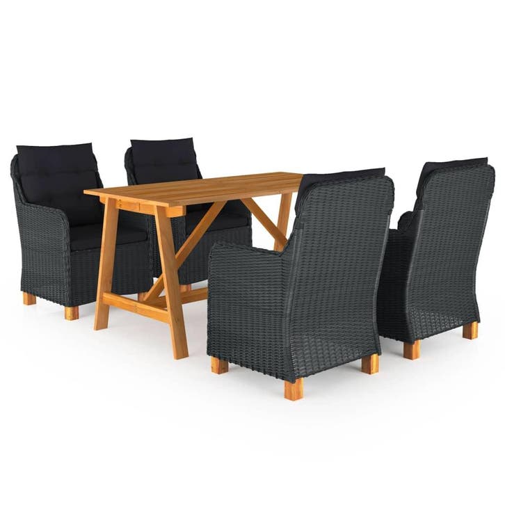 vidaXL 5-delige Tuinset donkergrijs, Tuin en Terras, Tuinsets en Loungesets, Tuinset, Nieuw, 4 zitplaatsen, Verzenden