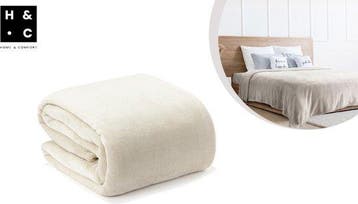 2dekans | H&C Luxe Plaid 240x220 - Groot Deken - Extra Zacht, Ophalen of Verzenden, Zo goed als nieuw, Beige