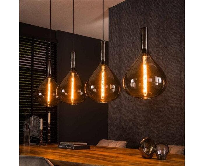 Hanglamp 4L drop smoke glass - Artic zwart, Huis en Inrichting, Lampen | Hanglampen, Nieuw, Ophalen of Verzenden