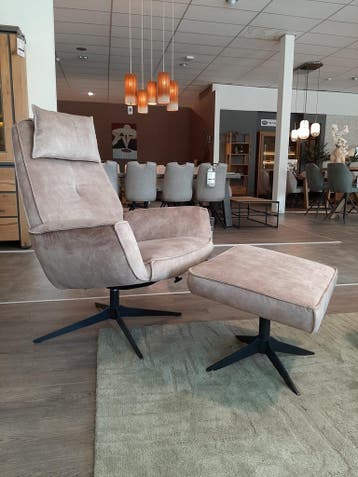 Salerno fauteuil + hocker **SHOWROOMMODEL**, Nieuw, Stof