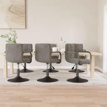 vidaXL Eetkamerstoelen draaibaar 6 st fluweel lichtgrijs, Verzenden, Nieuw, Grijs