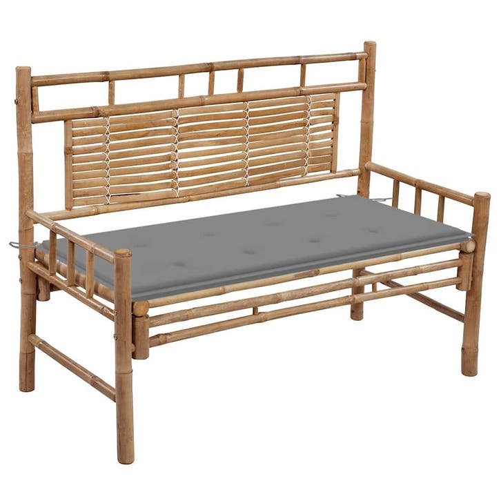 vidaXL Tuinbank met kussen 120 cm bamboe, Tuin en Terras, Tuinbanken, Nieuw, Hout, Verzenden