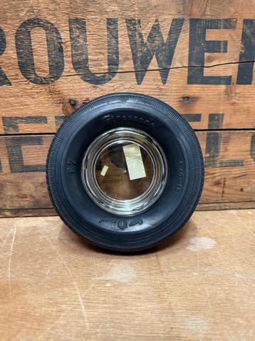 Vintage bandenasbakken met glazen inzet - Firestone 6.40-13, Ophalen of Verzenden, Nieuw