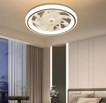 Plafondventilator met LED Licht – Intrekbare Bladen 48cm, Huis en Inrichting, Lampen | Hanglampen, Verzenden, Nieuw