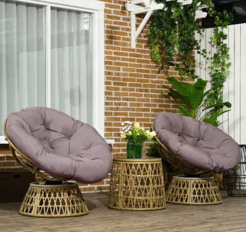3-delige rotan balkonset roze – stoelen met kussens en tafel, Verzenden, Nieuw