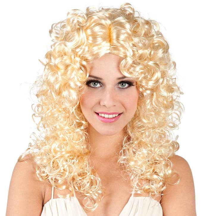 Pruik blond krul Norah, Kleding | Dames, Carnavalskleding en Feestkleding, Nieuw, Ophalen of Verzenden