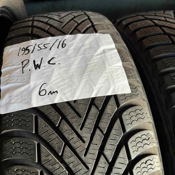 2 x Pirelli Winter Cinturato 195-55-16 Winterbanden 6mm, Gebruikt, 16 inch, Band(en), Personenwagen