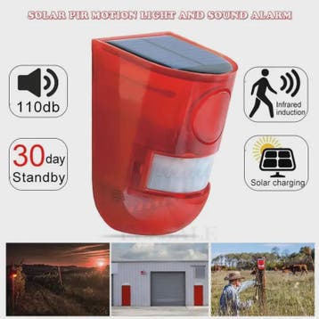Draadloze Zonnesensor Alarm met Sirene & Strobe Licht - Tuin