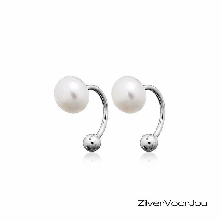 925 zilveren arc-stud oorbellen met zoetwaterparel, Sieraden, Tassen en Uiterlijk, Piercings, Nieuw, Verzenden