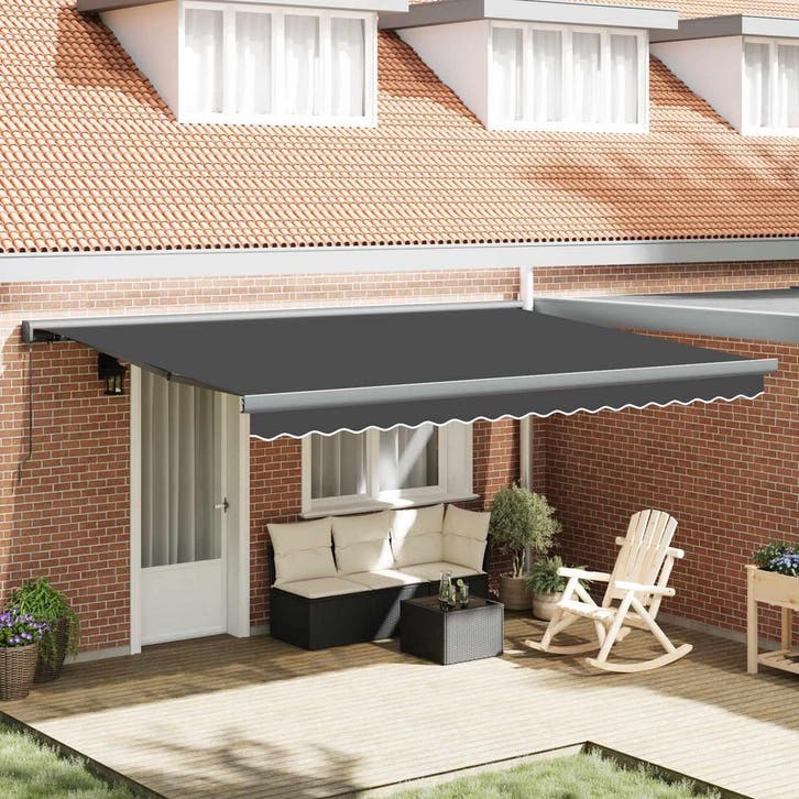 vidaXL Inklapbaar Zonnescherm Antraciet en Grijs 400 × 300, Tuin en Terras, Zonneschermen, Nieuw, Verzenden