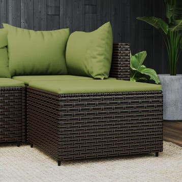 vidaXL Voetensteun met kussen poly rattan bruin, Verzenden, Nieuw