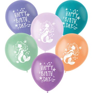 Zeemeermin Magic Happy Birthday Ballonnen (6st), Ophalen of Verzenden, Nieuw