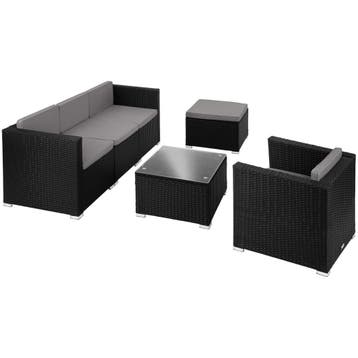 Wicker lounge Lignano met fauteuil - zwart, Verzenden, Nieuw