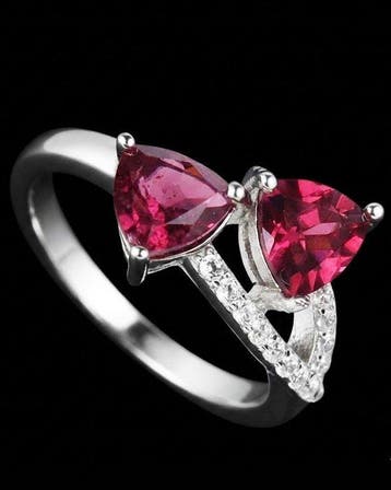 Granaat - Zilver, Het Flamboyant Duo – Ring Granaat –