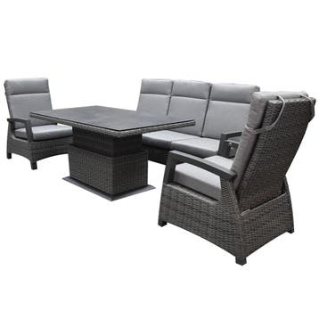 Dallas stoel bank loungeset 4 delig verstelbaar antraciet, Tuin en Terras, Ophalen of Verzenden, Nieuw, Wicker