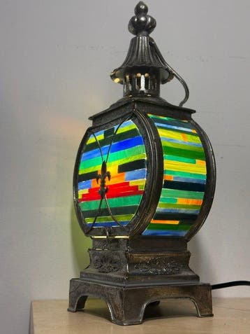 Farol antiguo vitral - Tafellamp - Opaline glas -