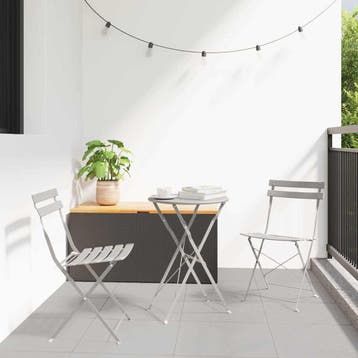 vidaXL Vouw Bistro Set 3 st Beige Staal, Verzenden, Nieuw, Rvs, 3 zitplaatsen