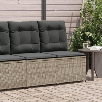 vidaXL Tuinbank verstelbaar met kussens poly rattan grijs, Tuin en Terras, Tuinsets en Loungesets, Verzenden, Nieuw