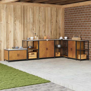 vidaXL Keukenopslag Kast HATTEM Roestig 90 x 50 x 92 cm, Verzenden, Nieuw, Bruin